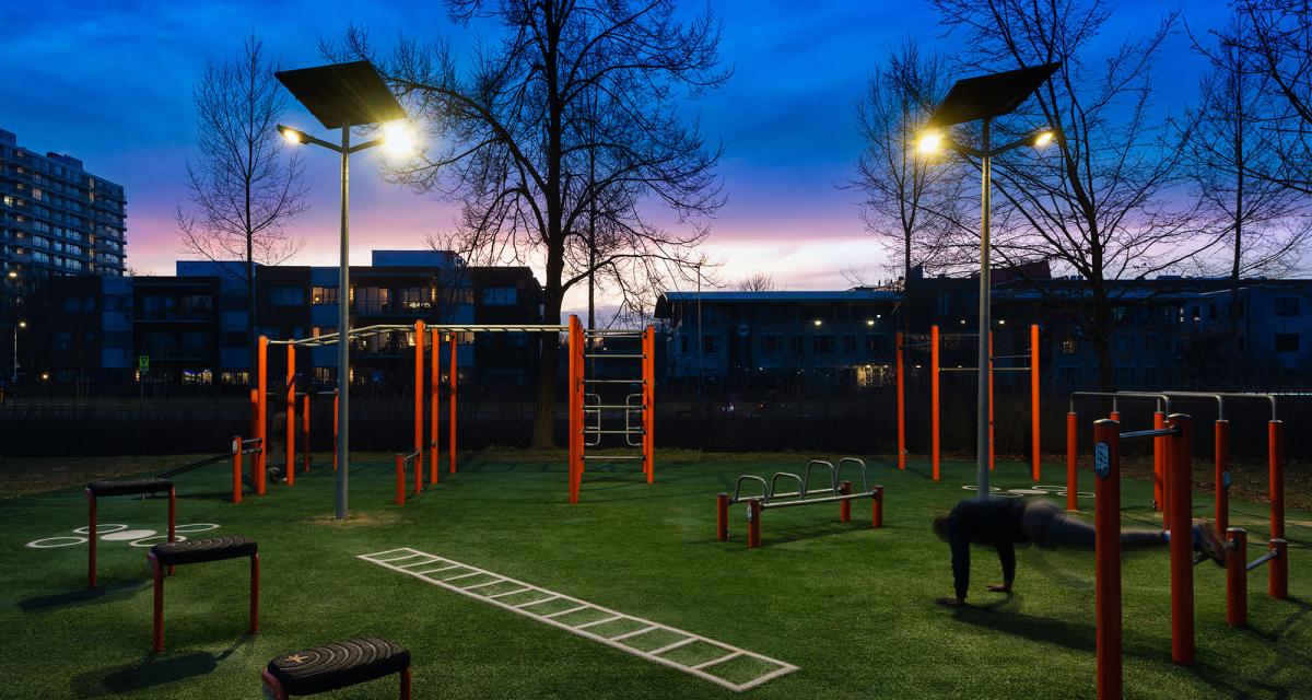 éclairage public solaire rotterdam street workout